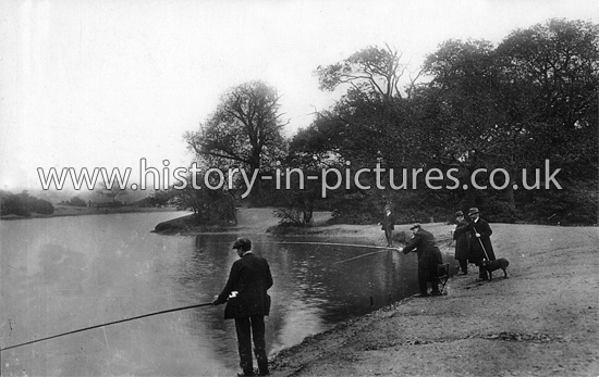 Fishing at Hollow Pond, Leytonstone, London. c.1908